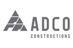 ADCO constructions grayscale logo (626x417) or 3to2 aspect ratio - a top ANZ contractor using HammerTech's construction safety intelligence software