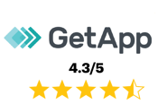 GetApp logo and 4.5 star rating for HammerTech's construction safety intelligence software platform.