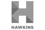 Hawkins Construction grayscale logo - a top ANZ contractor using HammerTech's construction safety intelligence software